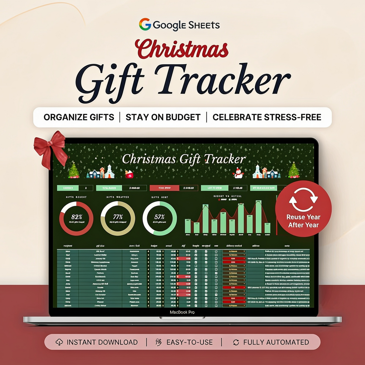 Christmas Budget Tracker Holiday Planning Spreadsheet