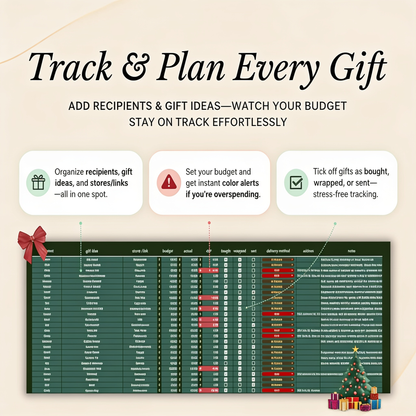 Christmas Budget Tracker Holiday Planning Spreadsheet